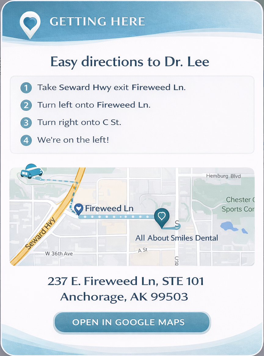 We are located in Anchorage Alaska , at 237 E Fireweed Ln. STE 101 99503